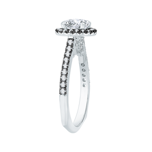 Round Diamond Halo Engagement Ring with Black Rhodium Tips CARIZZA CA0050E-37WBK