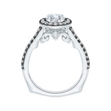 Load image into Gallery viewer, Round Diamond Halo Engagement Ring with Black Rhodium Tips CARIZZA CA0050E-37WBK
