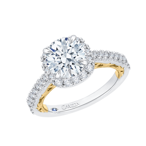 Diamond Halo Engagement Ring with Two Tone Gold CARIZZA CA0084E-37WY