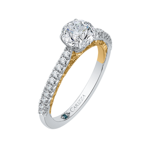 Two Tone Gold Round Diamond Engagement Ring CARIZZA CA0116E-37WY-1.00