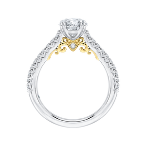 Two Tone Gold Round Cut Diamond Engagement Ring CARIZZA CA0117E-37WY-1.00