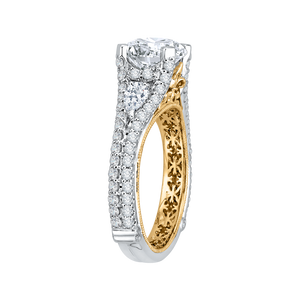 Two-Tone Gold Round Diamond Engagement Ring - CARIZZA CA0123E-37WY-2.00