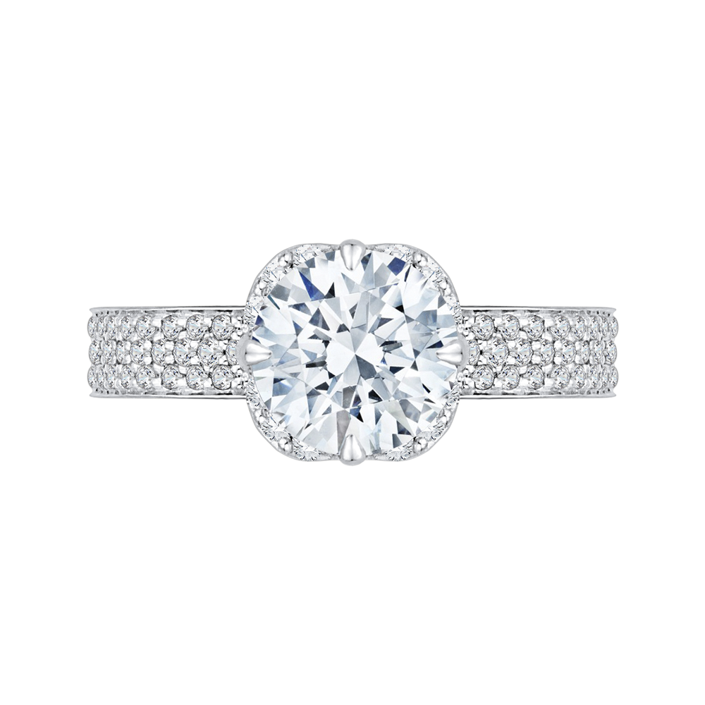 Three Row Diamond Engagement Ring CARIZZA CA0133EQ-37W-1.50