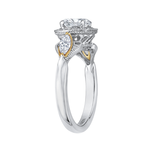 Two Tone Diamond Halo Engagement Ring CARIZZA CA0147E-37WYnr