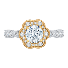 Load image into Gallery viewer, Vintage Milgrain Round Cut Floral Diamond Engagement Ring CARIZZA CA0150EQ-37WY
