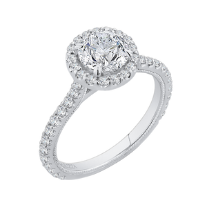 Diamond Halo Engagement Ring with Channel Set Diamonds CARIZZA CA0153EQ-37W