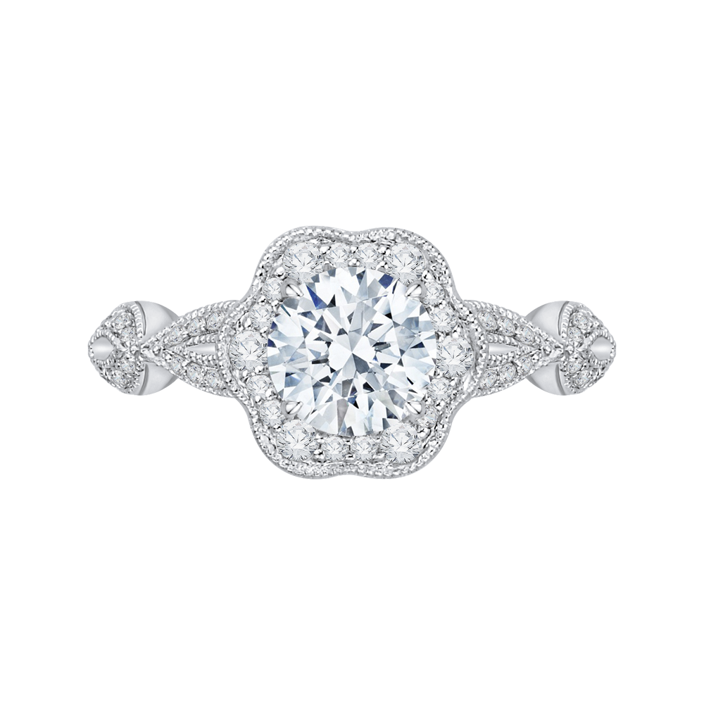 Floral Semi - Mount Diamond Engagement Ring CARIZZA CA0160EQ-37W