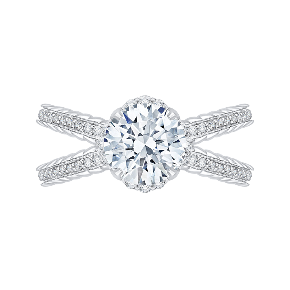 Crossover Shank Diamond Engagement Ring CARIZZA CA0164EQ-37W-1.50