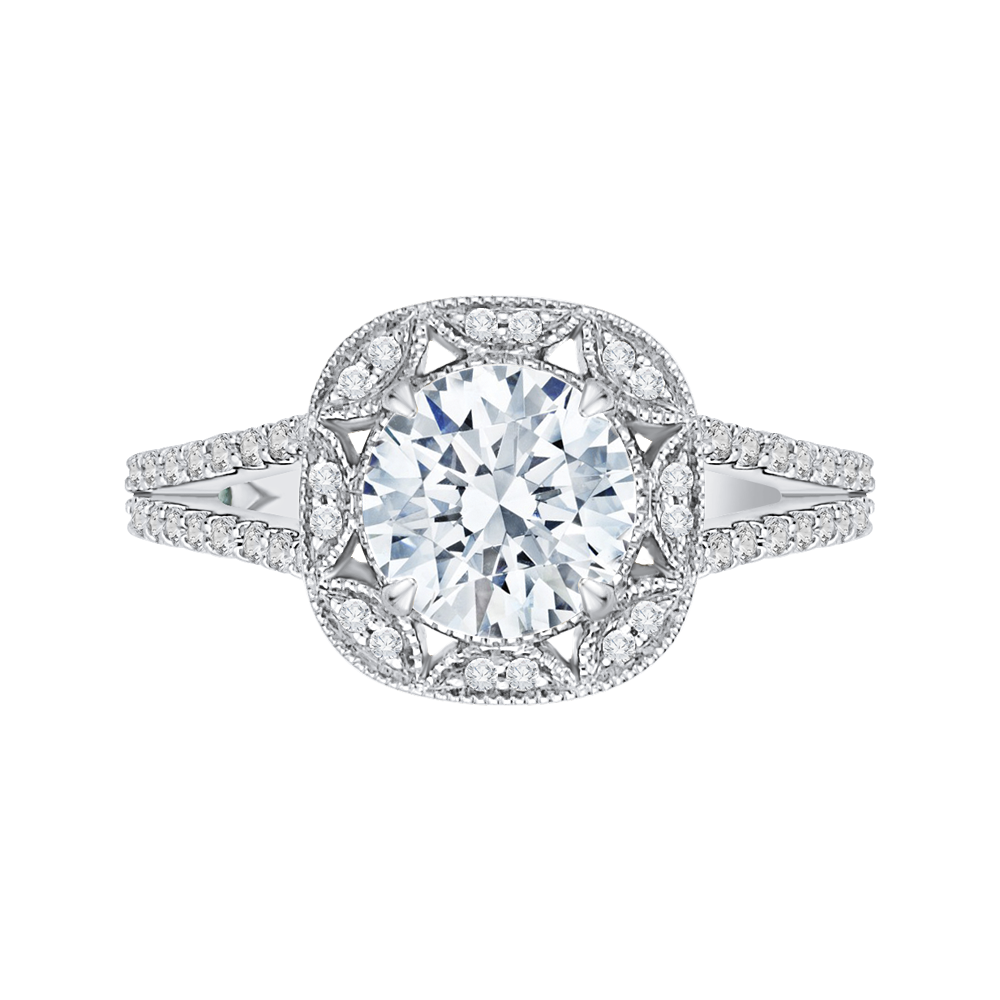 Split Shank Round Diamond Engagement Ring CARIZZA CA0180EH-37WY-1.50