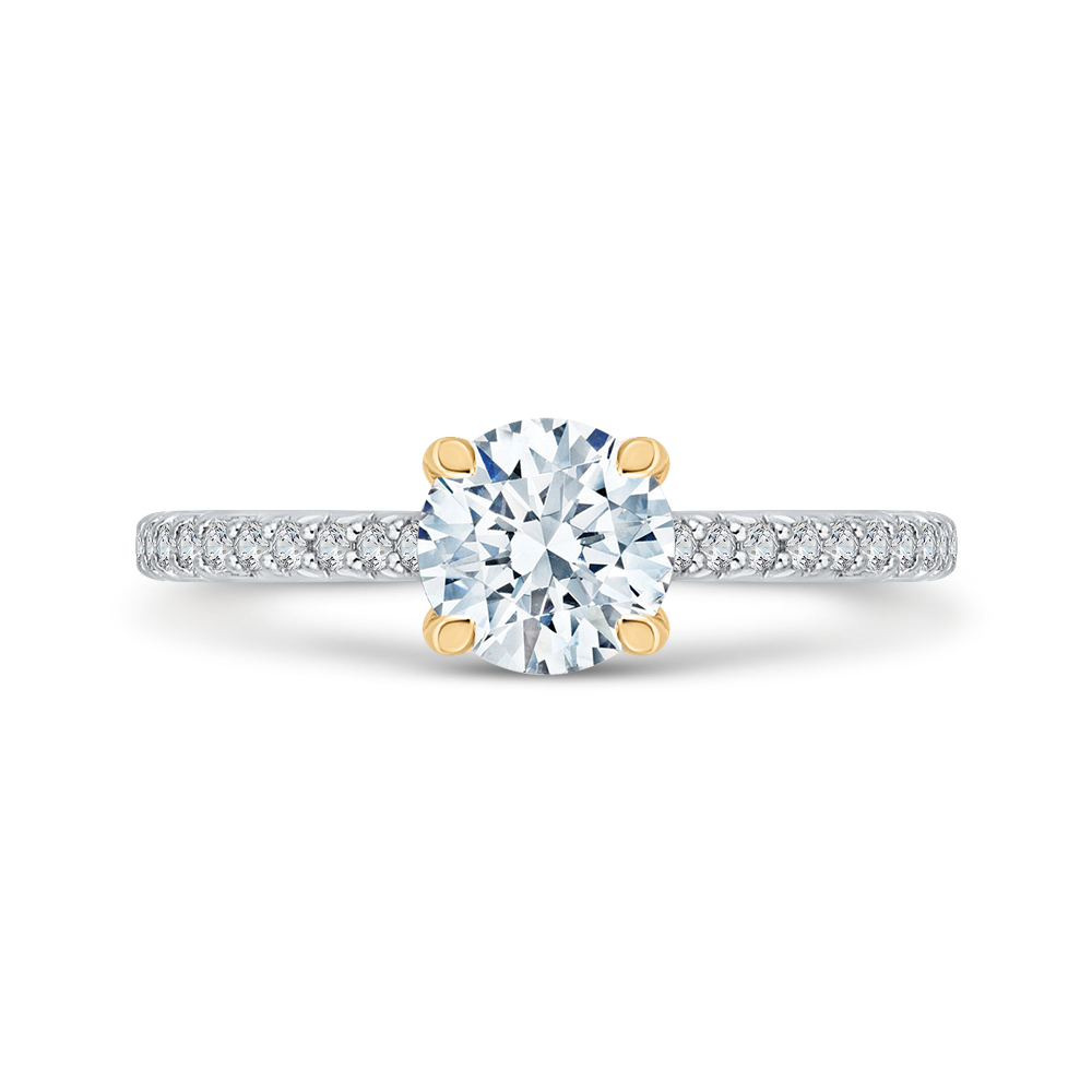 Two-Tone Gold Semi-Mount Round Diamond Engagement Ring CARIZZA CA0207E-37WY