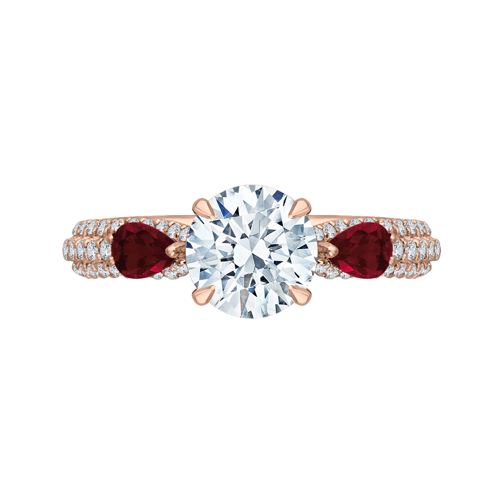 Round Diamond and Ruby Engagement Ring CARIZZA CA0211EH-R37P-1.50