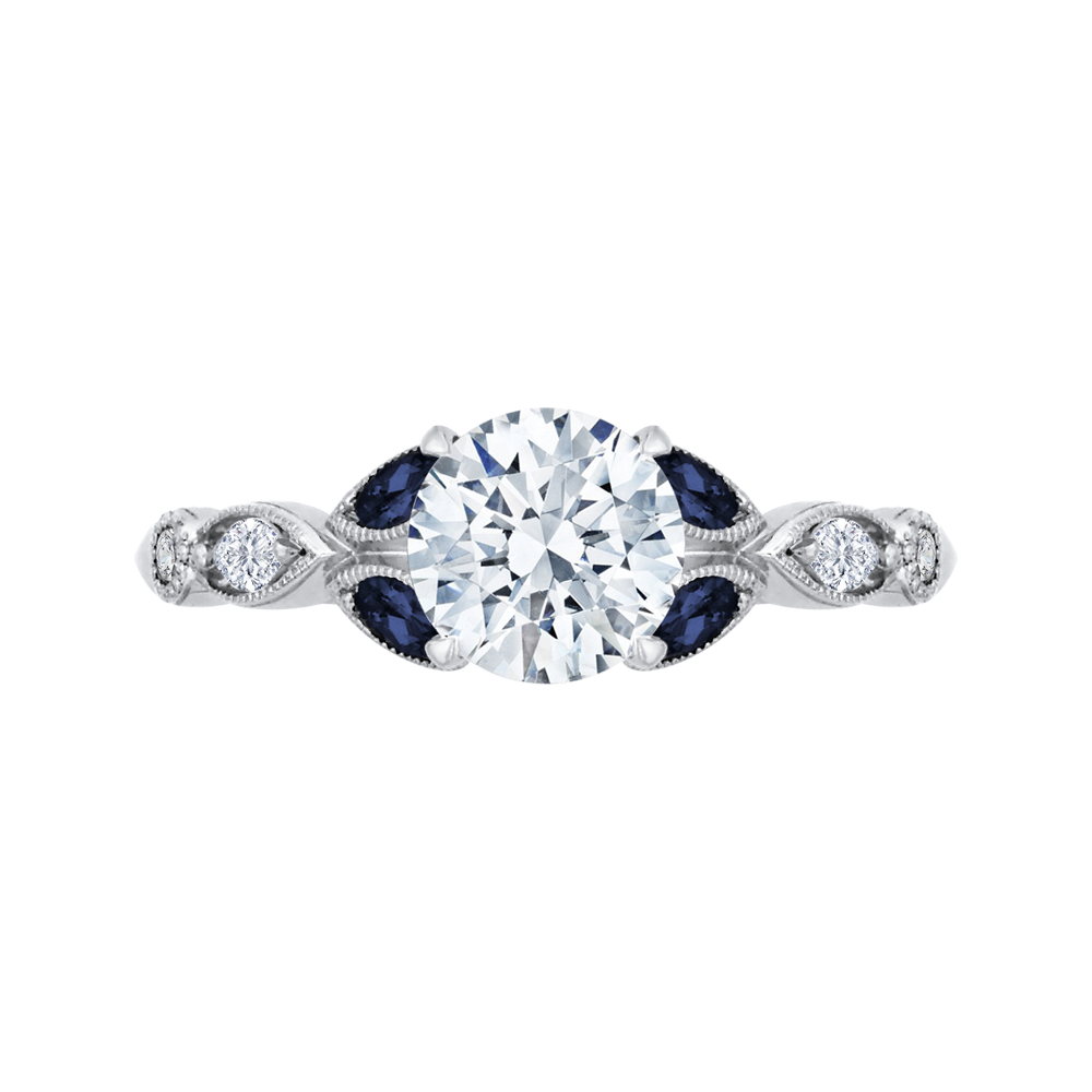 Sapphire Gemstone round Diamond Engagement Ring CARIZZA CA0212E-S37W