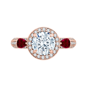 Rose Gold Round and Ruby Diamond Engagement Ring CARIZZA CA0217E-R37P-1.50
