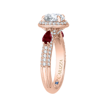 Load image into Gallery viewer, Rose Gold Round and Ruby Diamond Engagement Ring CARIZZA CA0217E-R37P-1.50
