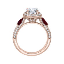 Load image into Gallery viewer, Rose Gold Round and Ruby Diamond Engagement Ring CARIZZA CA0217E-R37P-1.50
