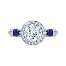 Load image into Gallery viewer, Sapphire Round Diamond Halo Engagement Ring CARIZZA CA0217E-S37W-1.50
