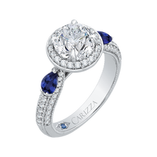 Load image into Gallery viewer, Sapphire Round Diamond Halo Engagement Ring CARIZZA CA0217E-S37W-1.50
