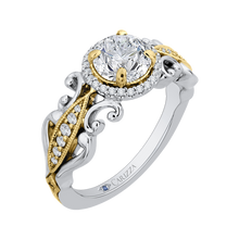Load image into Gallery viewer, Round Diamond Halo Engagement Ring with Two-Tone Gold CARIZZA CA0218E-37WY
