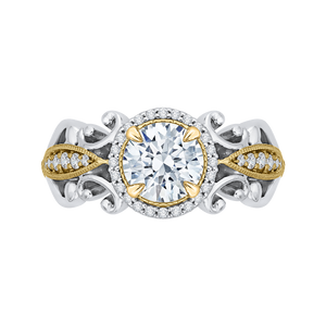 Round Diamond Halo Engagement Ring with Two-Tone Gold CARIZZA CA0218E-37WY