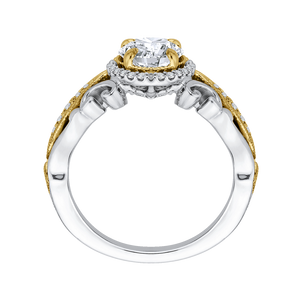 Round Diamond Halo Engagement Ring with Two-Tone Gold CARIZZA CA0218E-37WY