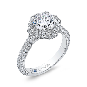 Semi-Mount Round Diamond Halo Engagement Ring CARIZZA CA0227EQ-37W-1.50