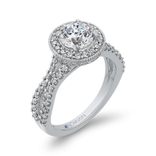 Load image into Gallery viewer, Split Shank Semi-Mount Round Diamond Halo Engagement Ring CARIZZA CA0235EH-37W-1.00
