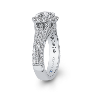 Three Row Split Shank Diamond Halo Engagement Ring CARIZZA CA0237E-37W-1.00