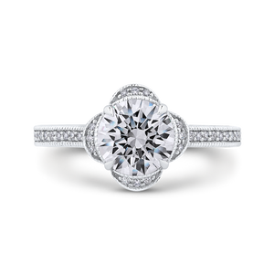 Semi-Mount Round Diamond Floral Halo Engagement Ring CARIZZA CA0257EH-37W-1.50