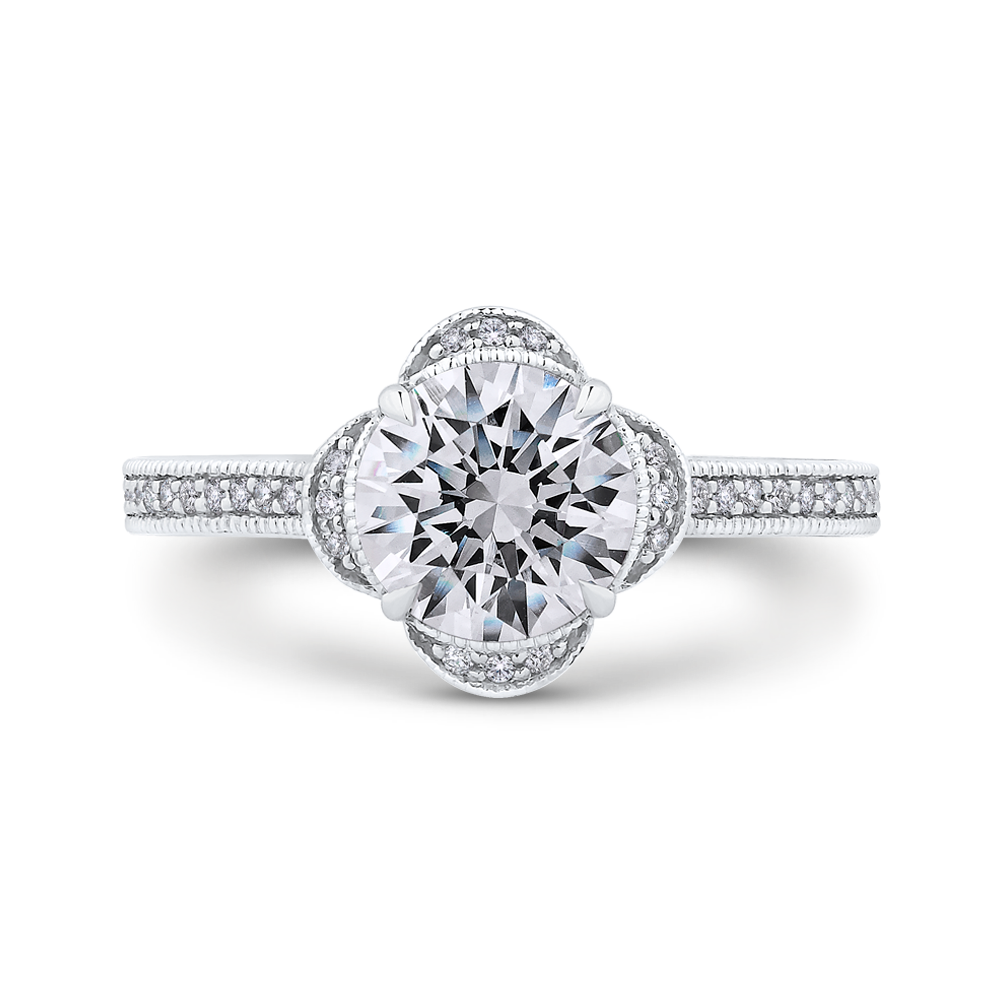 Semi-Mount Round Diamond Floral Halo Engagement Ring CARIZZA CA0257EH-37W-1.50