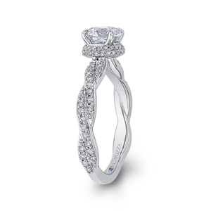 Criss-Cross Shank Round Diamond Floral Engagement Ring CARIZZA CA0260EQ-37W-1.00