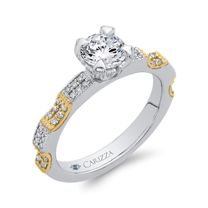 Semi-Mount Three Row Round Diamond Engagement Ring CARIZZA CA0264EQ-37WY-1.50