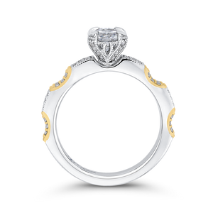 Semi-Mount Three Row Round Diamond Engagement Ring CARIZZA CA0264EQ-37WY-1.50