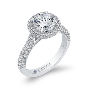 Round Diamond Double Halo Engagement Ring  CARIZZA CA0266EH-37W-1.50