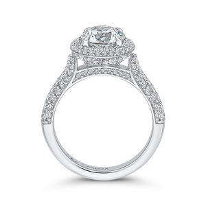 Round Diamond Double Halo Engagement Ring  CARIZZA CA0266EH-37W-1.50