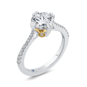 Semi-Mount Yellow and White Gold Round Diamond Engagement Ring CARIZZA CA0271EH-37WY-1.50