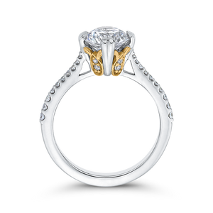 Semi-Mount Yellow and White Gold Round Diamond Engagement Ring CARIZZA CA0271EH-37WY-1.50