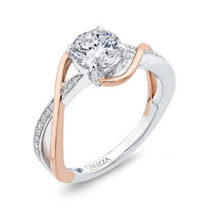 Split Shank Rose and White Gold Round Diamond Engagement Ring CARIZZA CA0282EH-37WP-1.00