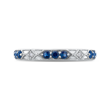 Load image into Gallery viewer, Round Diamond and Sapphire Wedding Band CARIZZA CA0285B-S37W
