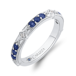 Round Diamond and Sapphire Wedding Band CARIZZA CA0285B-S37W