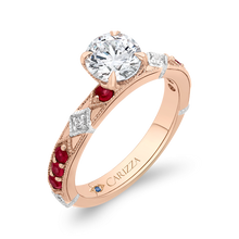 Load image into Gallery viewer, Round Diamond and Ruby Engagement Ring CARIZZA CA0285E-R37WP
