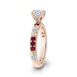 Round Diamond and Ruby Engagement Ring CARIZZA CA0285E-R37WP