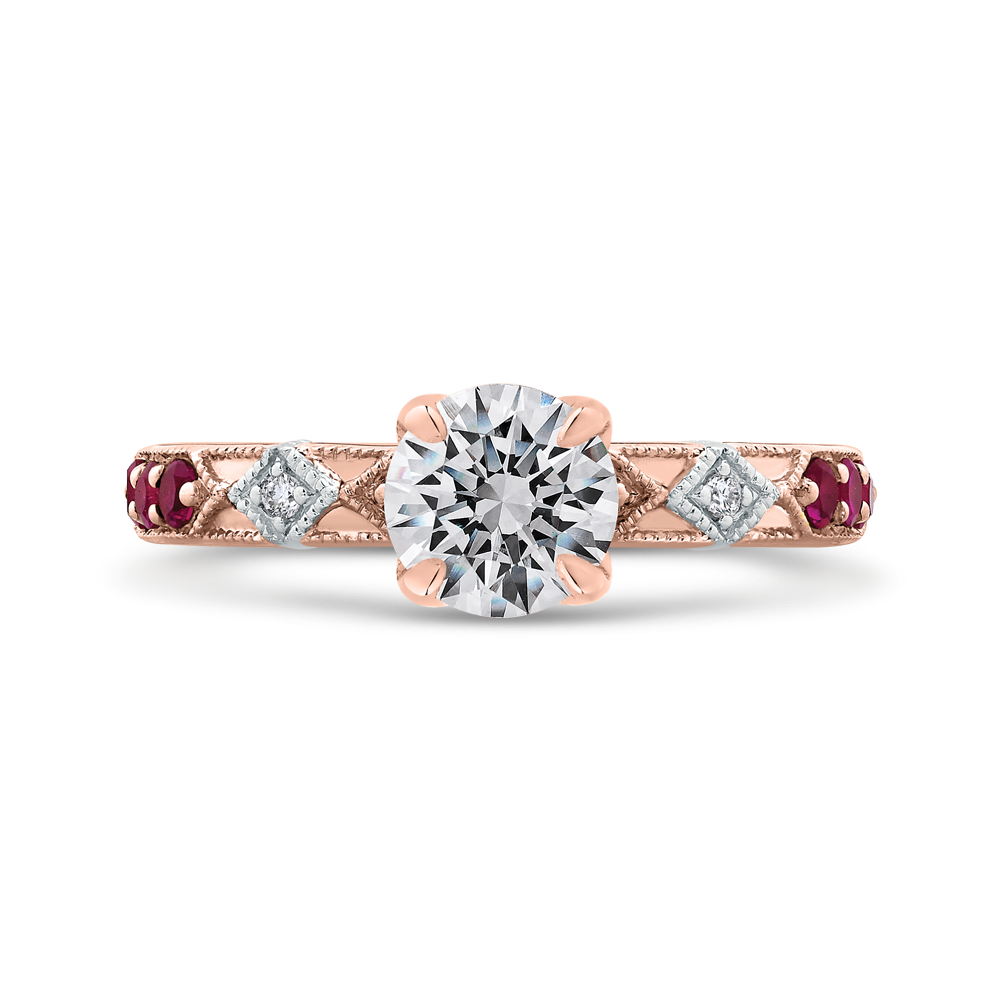 Round Diamond and Ruby Engagement Ring CARIZZA CA0285E-R37WP