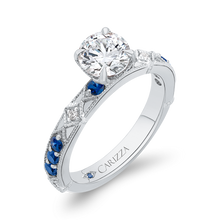Load image into Gallery viewer, Round Diamond and Sapphire Engagement Ring CARIZZA CA0285E-S37W
