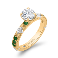 Load image into Gallery viewer, Round Diamond and Green Tsavorite Engagement Ring CARIZZA CA0285E-TS37WY
