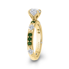 Load image into Gallery viewer, Round Diamond and Green Tsavorite Engagement Ring CARIZZA CA0285E-TS37WY

