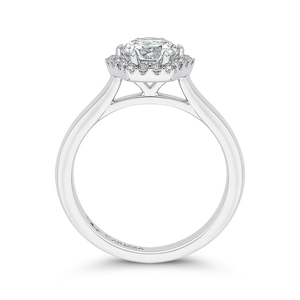Round Diamond Hexagon Shape Halo Engagement Ring CARIZZA CA0290E-37W-1.00