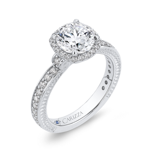 Semi-Mount Round Diamond Halo Engagement Ring CARIZZA CA0291EQ-37W-1.50