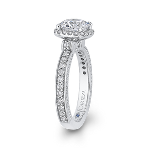 Semi-Mount Round Diamond Halo Engagement Ring CARIZZA CA0291EQ-37W-1.50