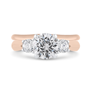 Rose and White Gold Three Stone Round Diamond Engagement Ring CARIZZA CA0405E-37PW-1.50