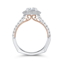 Load image into Gallery viewer, White and Rose Gold Euro Shank Round Diamond Halo Engagement Ring CARIZZA CA0411EH-37WP-1.00
